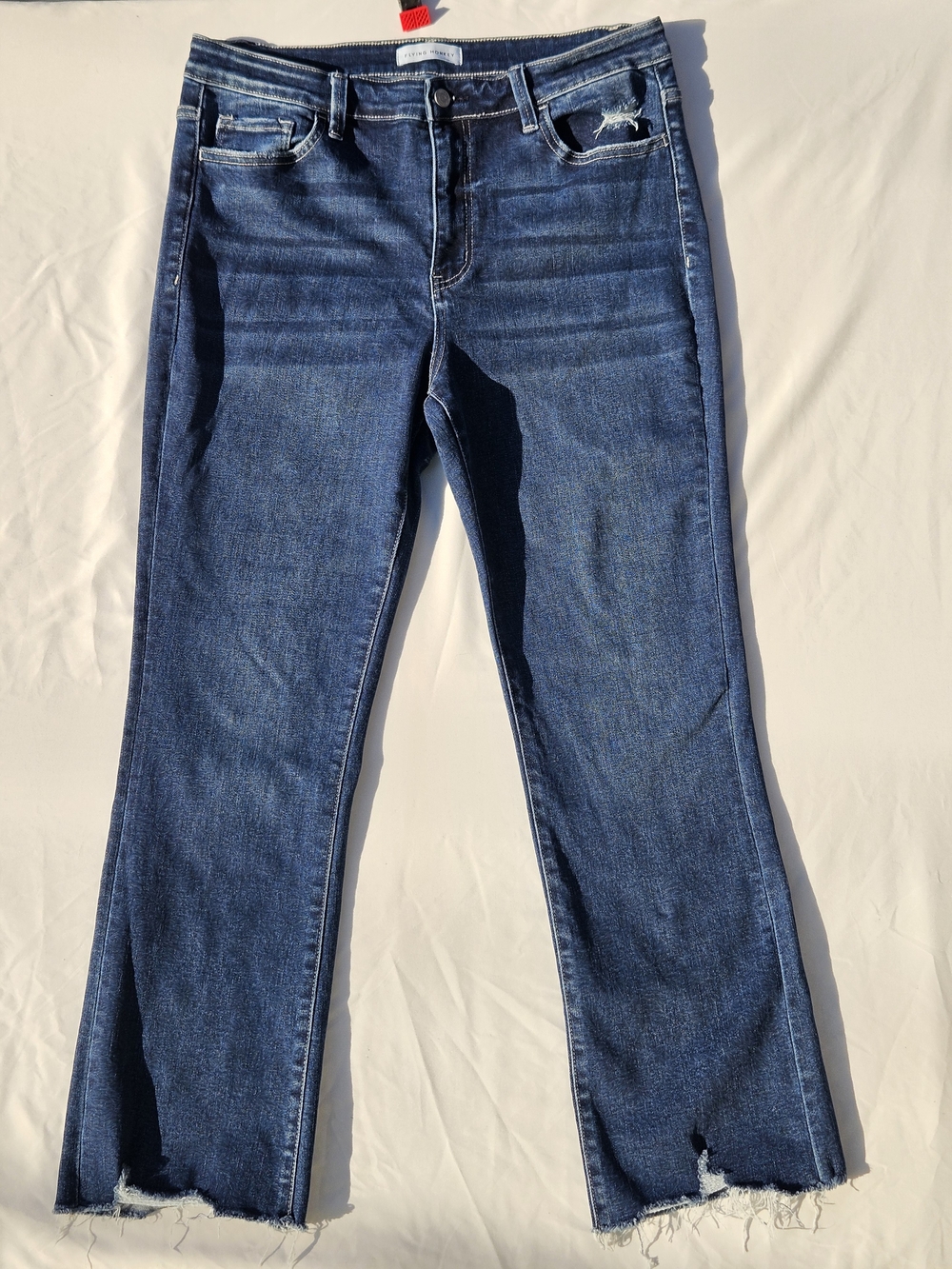Flying Monkey Women’s Dark Blue Straight-Leg Stretch Jeans Size 32 Comfortable